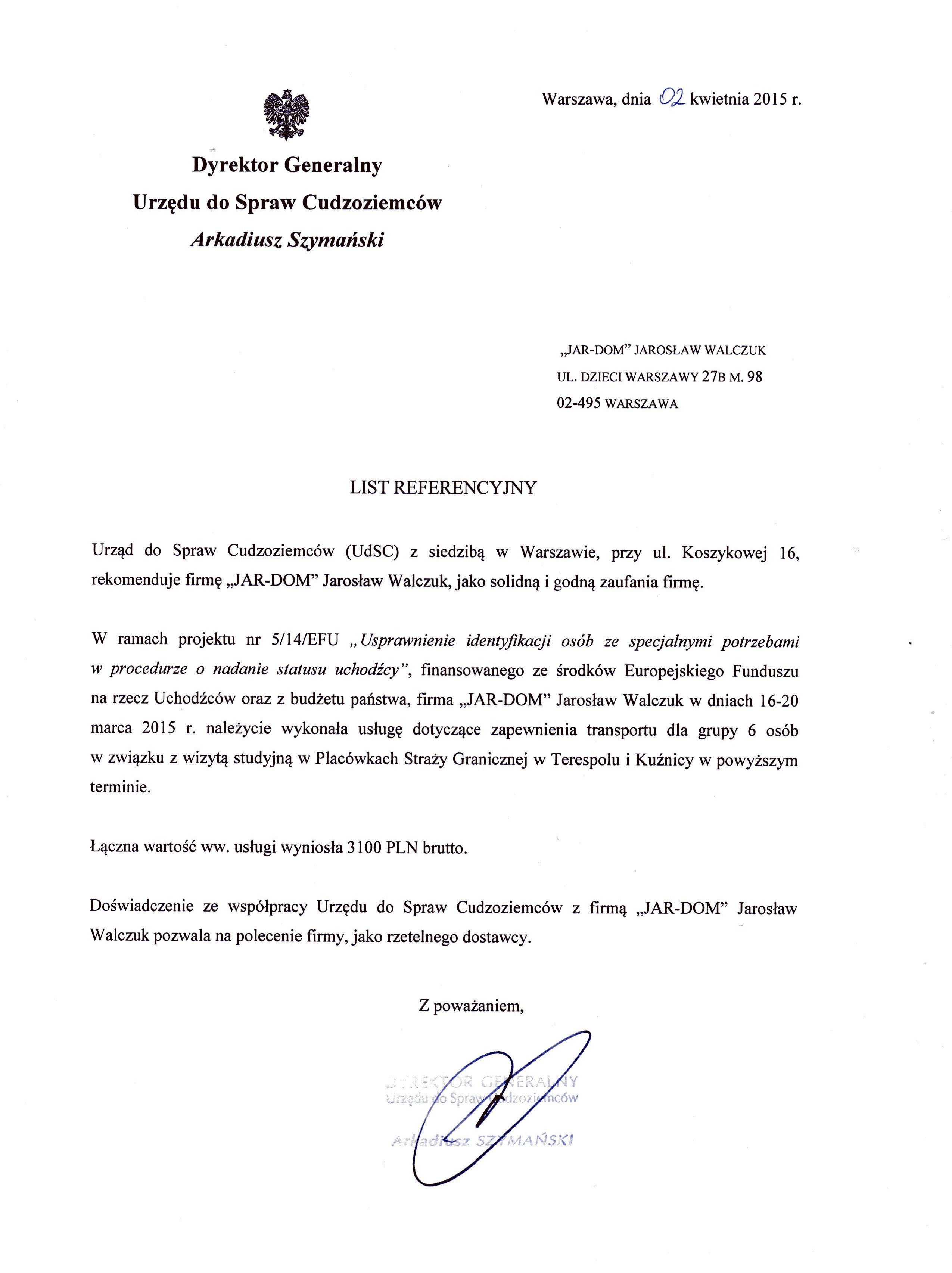 referencje od UdSC